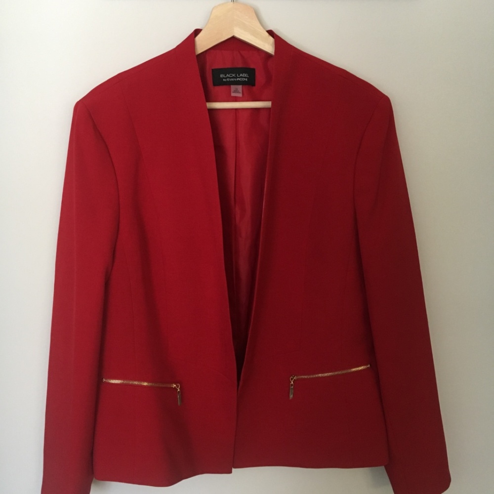 Black Label Red Blazer Jacket by Evan Picone